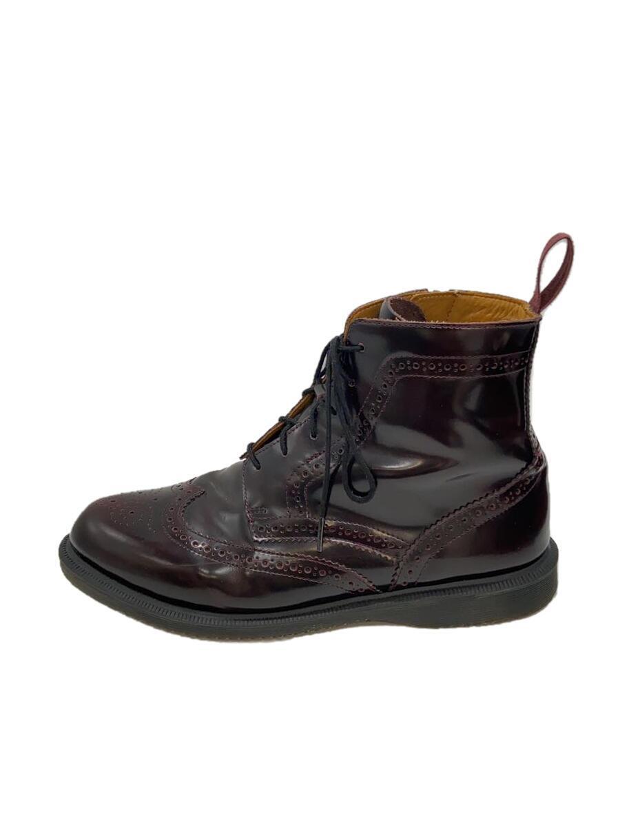 Dr.Martens◆ウイングチップ/エナメル/サイドジップ/6ホール/レースアップブーツ/UK9/ブラウン/AW006