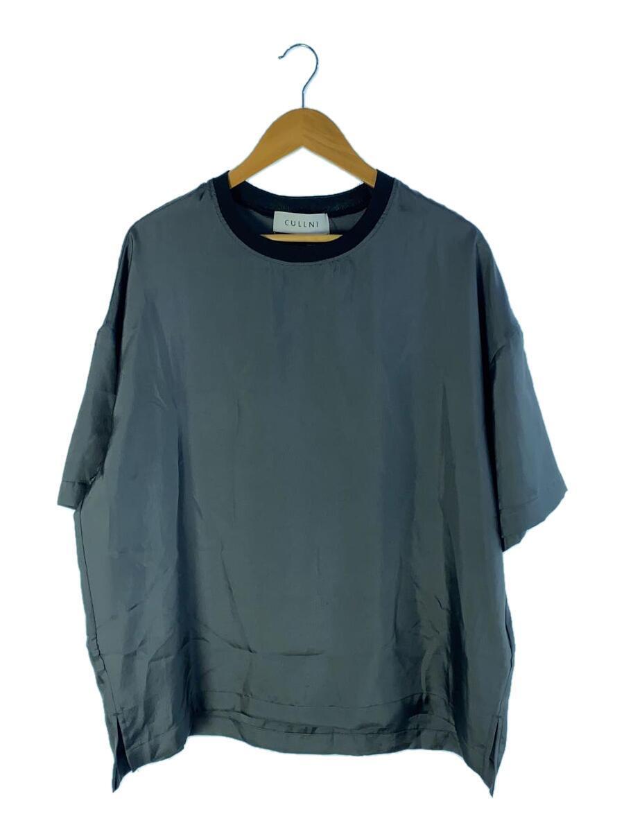 CULLNI◆23ss/Silky Twill Rib Neck Tee/Tシャツ/2/ポリエステル/グレー