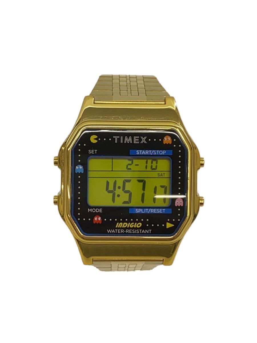 TIMEX◆クォーツ腕時計/デジタル/BLK/GLD/M555/PAC MAN
