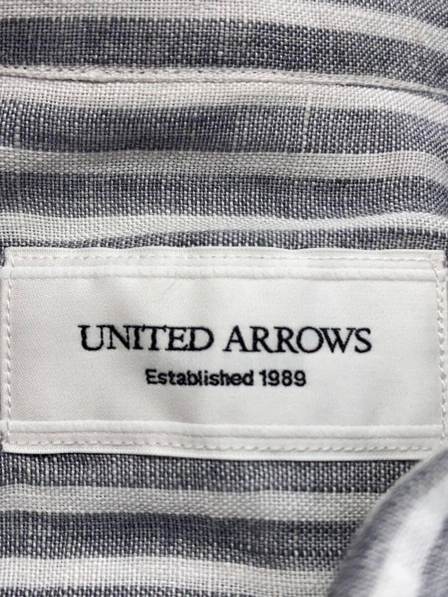 UNITED ARROWS◆長袖シャツ/M/リネンシャツ/グレー/ストライプシャツ/1111-199-1400_画像3