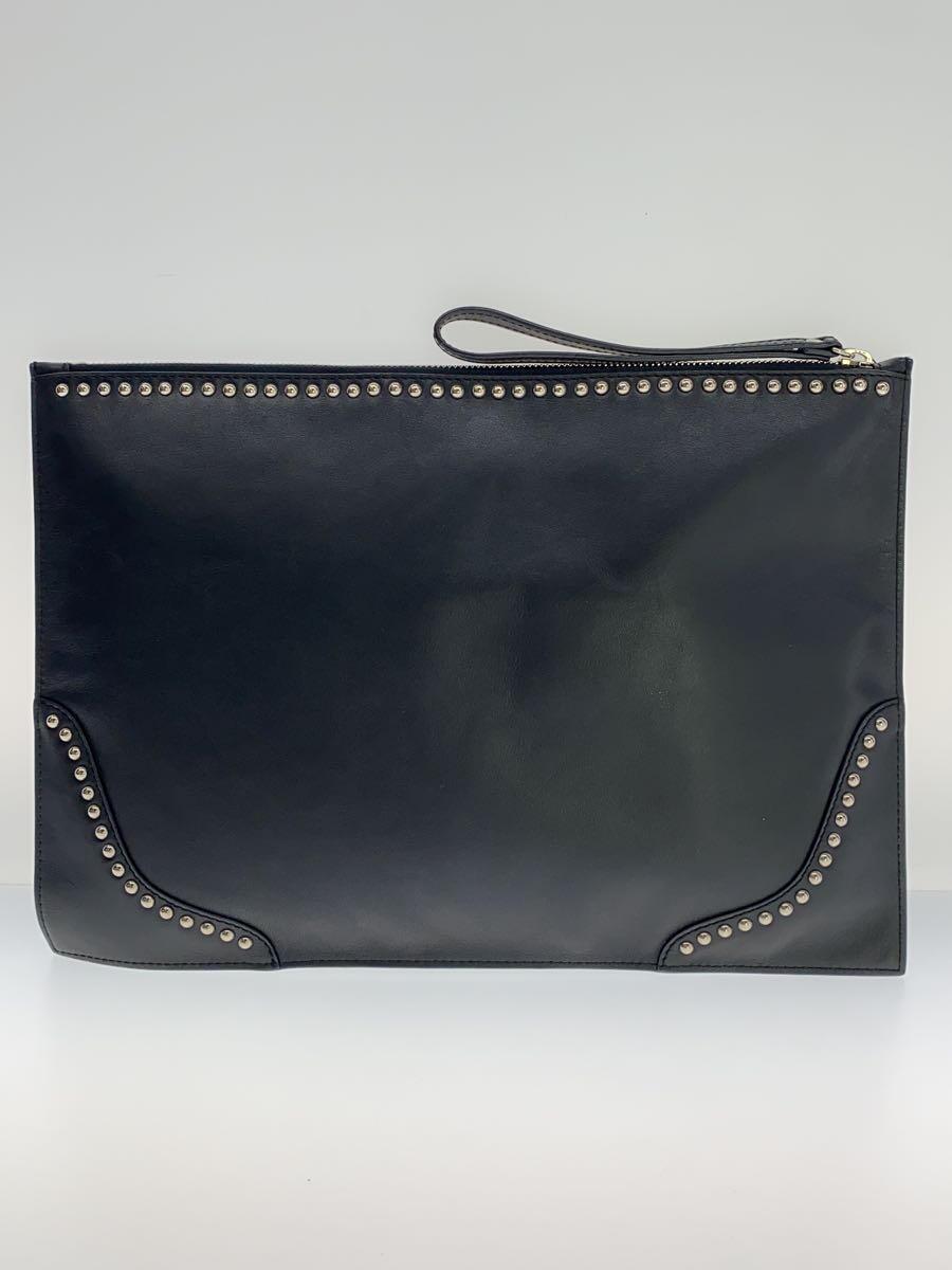 J&M DAVIDSON* clutch bag / studs / leather / black / black 