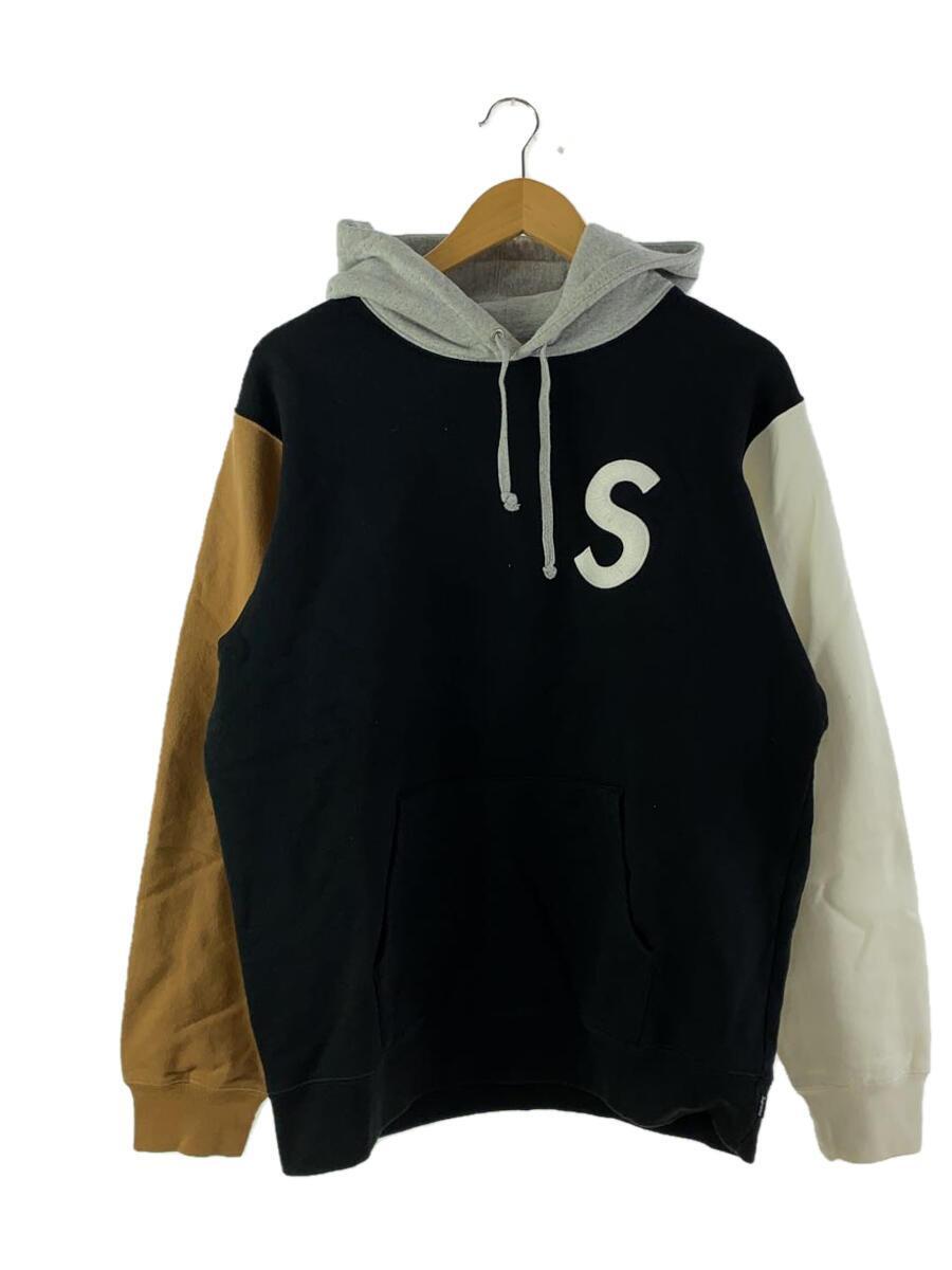 Supreme◆19SS S Logo Colorblocked Hooded Sweatshirt パーカー L コットン BLK