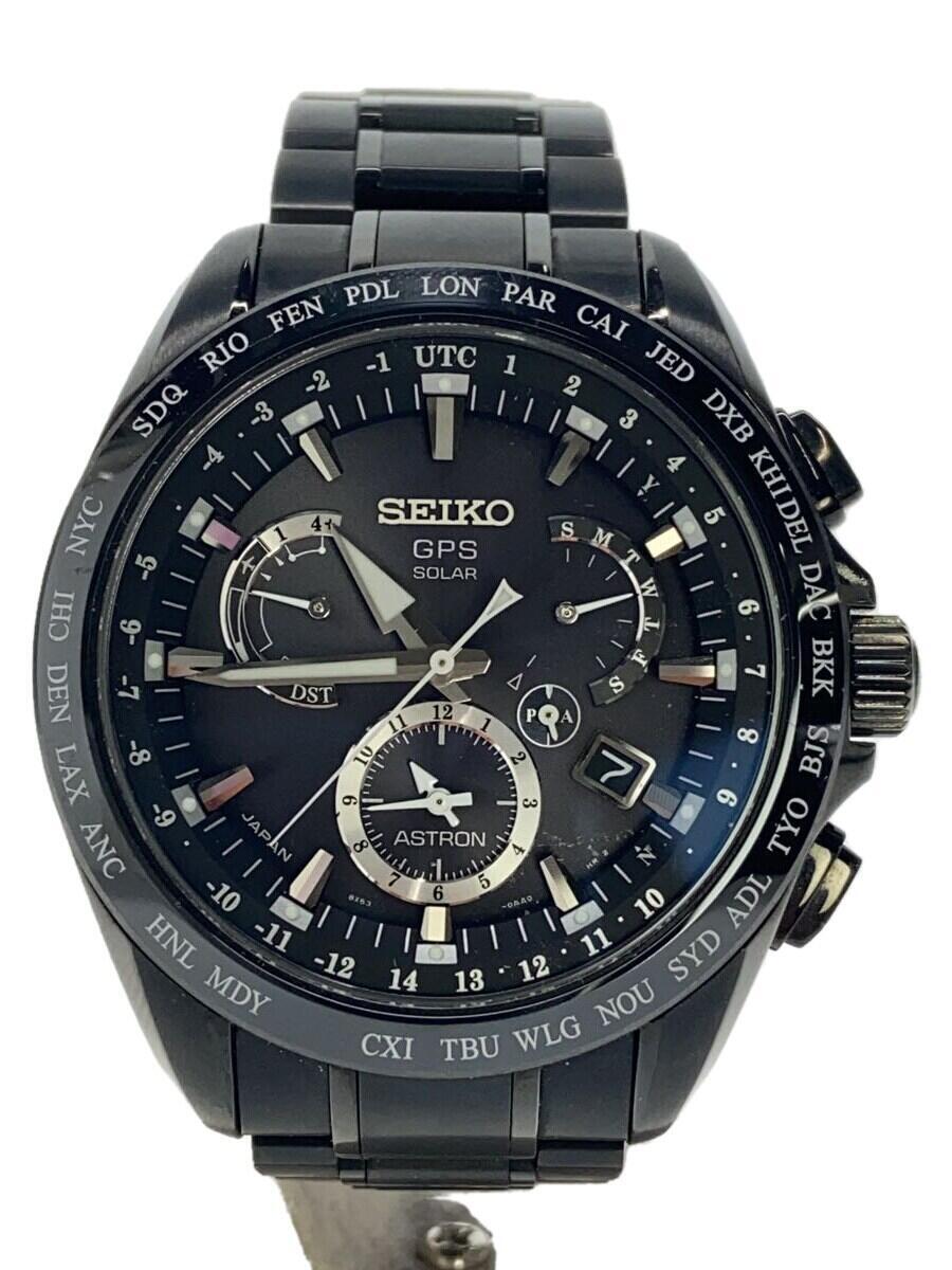 SEIKO◆クォーツ腕時計/アナログ/ステンレス/BLK/8X53-0AB0-2