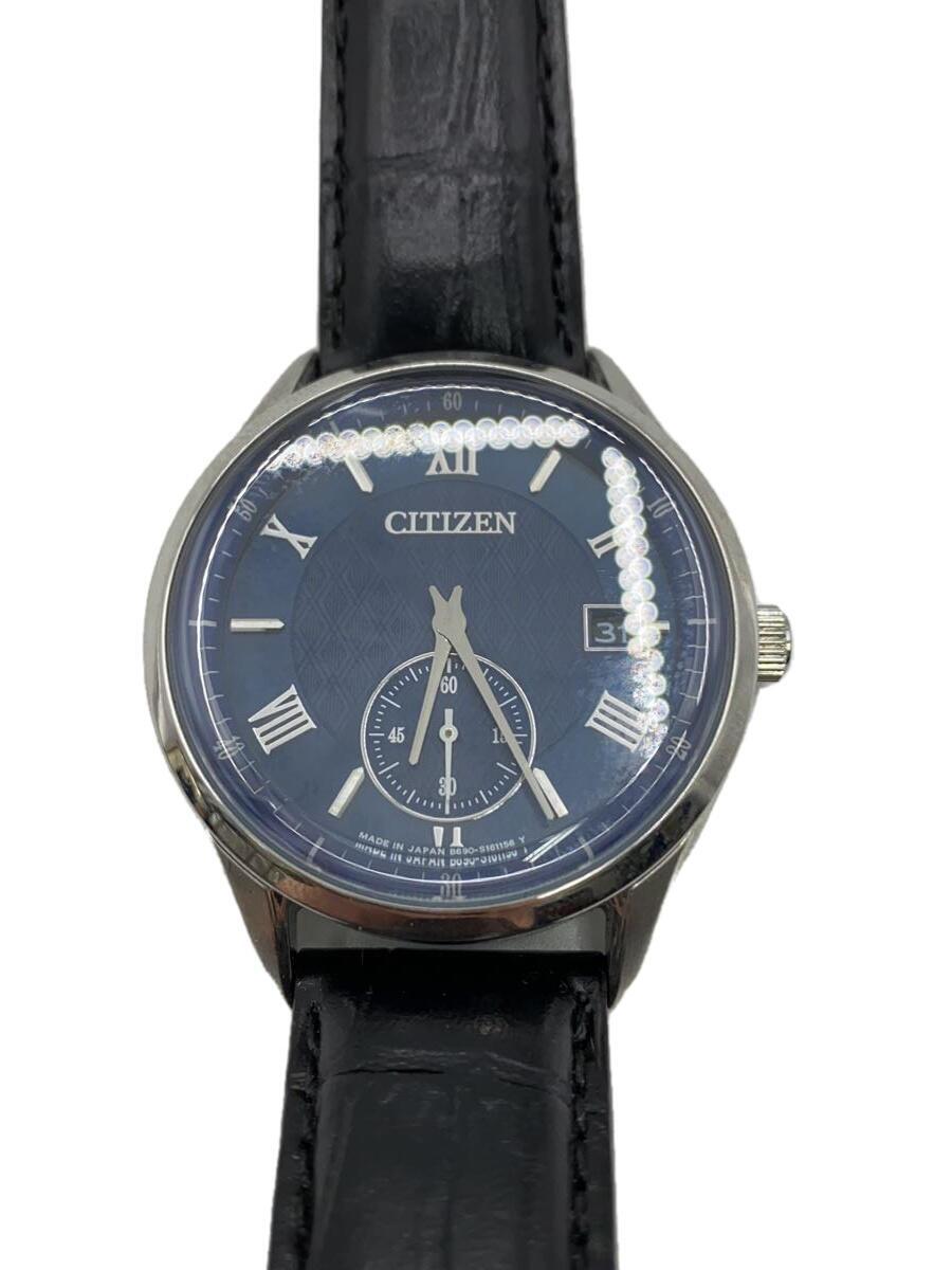 CITIZEN◆クォーツ腕時計/アナログ/レザー/NVY/BLK/H145-S125481