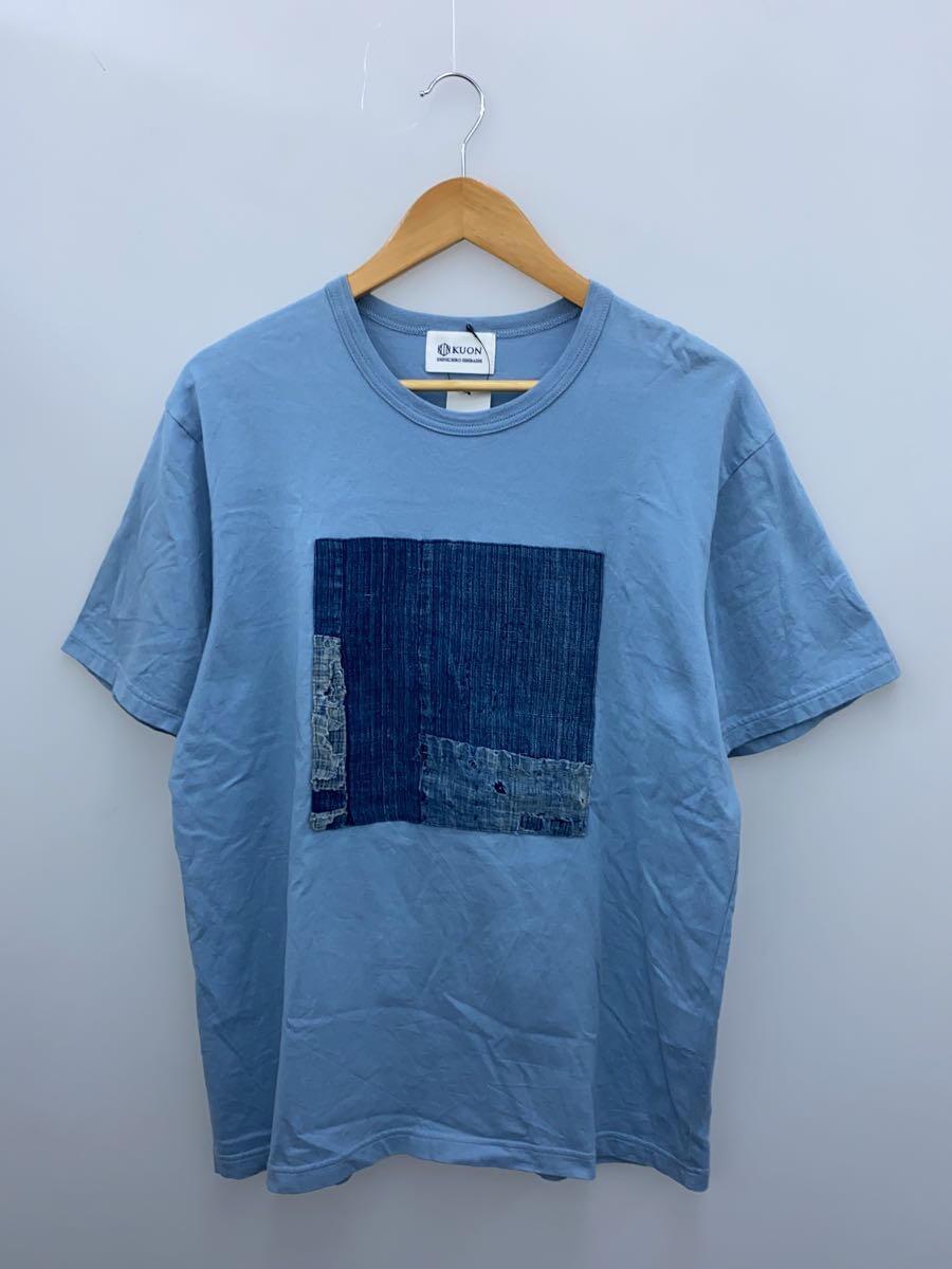KUON◆Tシャツ/M/コットン/BLU/無地/2001-CS03/BORO BOX T-Shirt