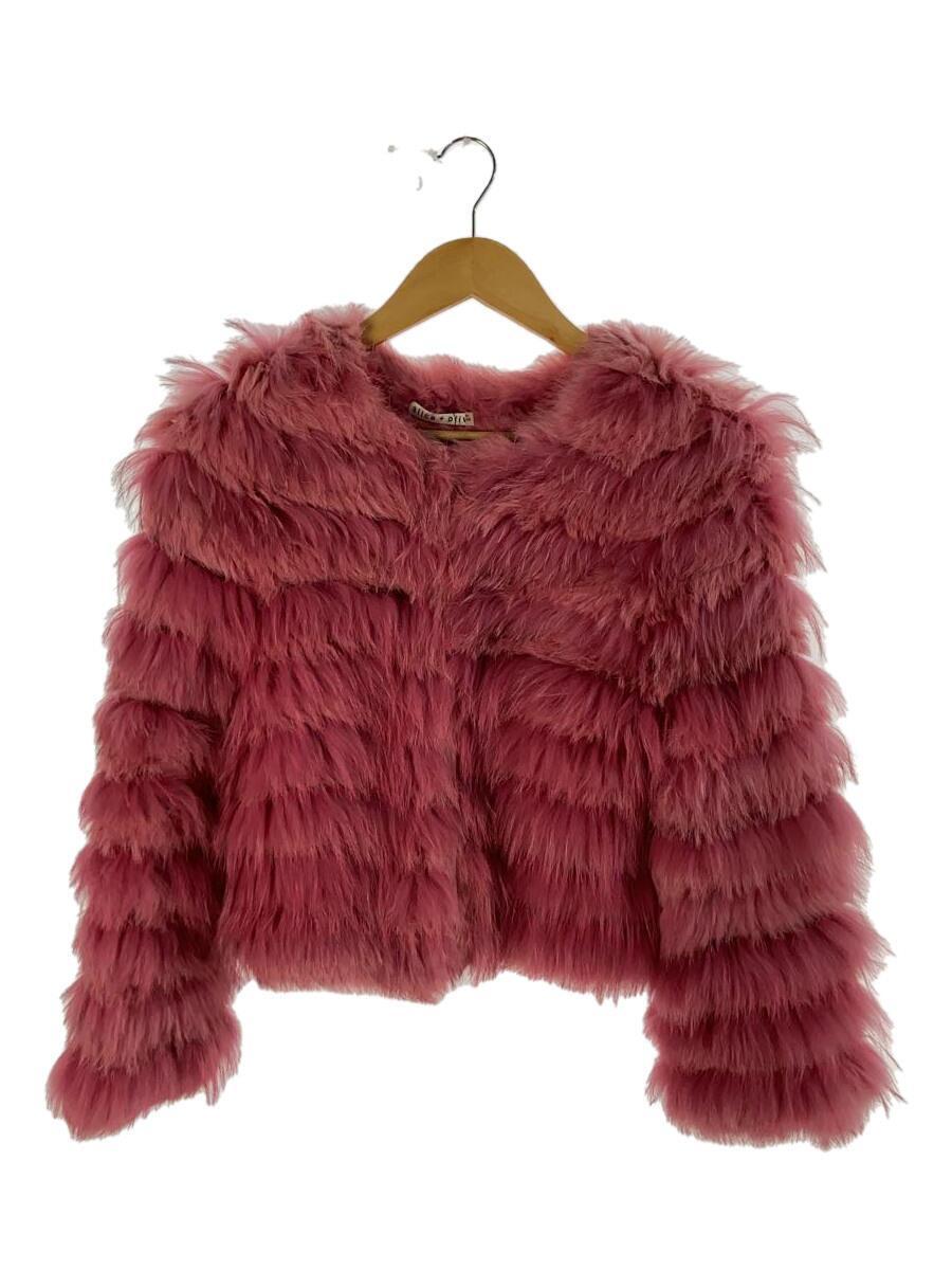 alice+olivia◆ラビットフォックスノーカラージャケット/XS/ファー/PNK/無地
