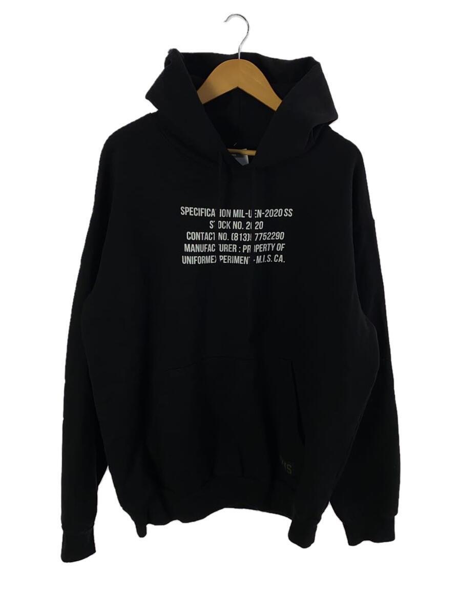 uniform experiment◆20SS/MIS HOODIE/パーカー/4/コットン/BLK/プリント/UE-200072