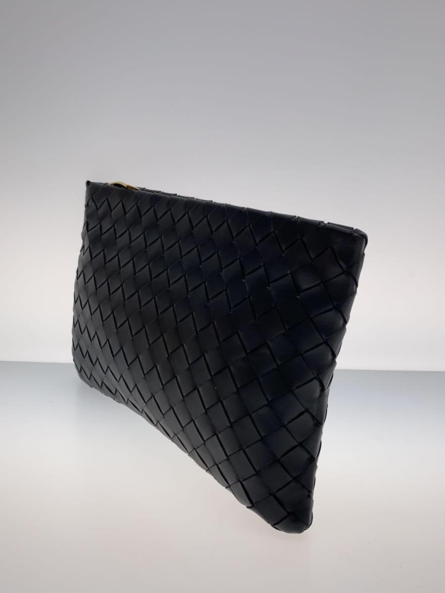 BOTTEGA VENETA◆クラッチバッグ/レザー/BLK_画像2