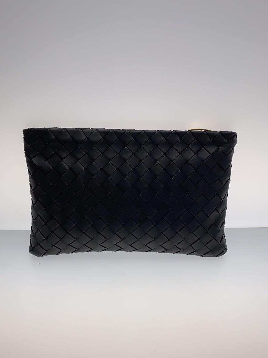 BOTTEGA VENETA◆クラッチバッグ/レザー/BLK_画像3