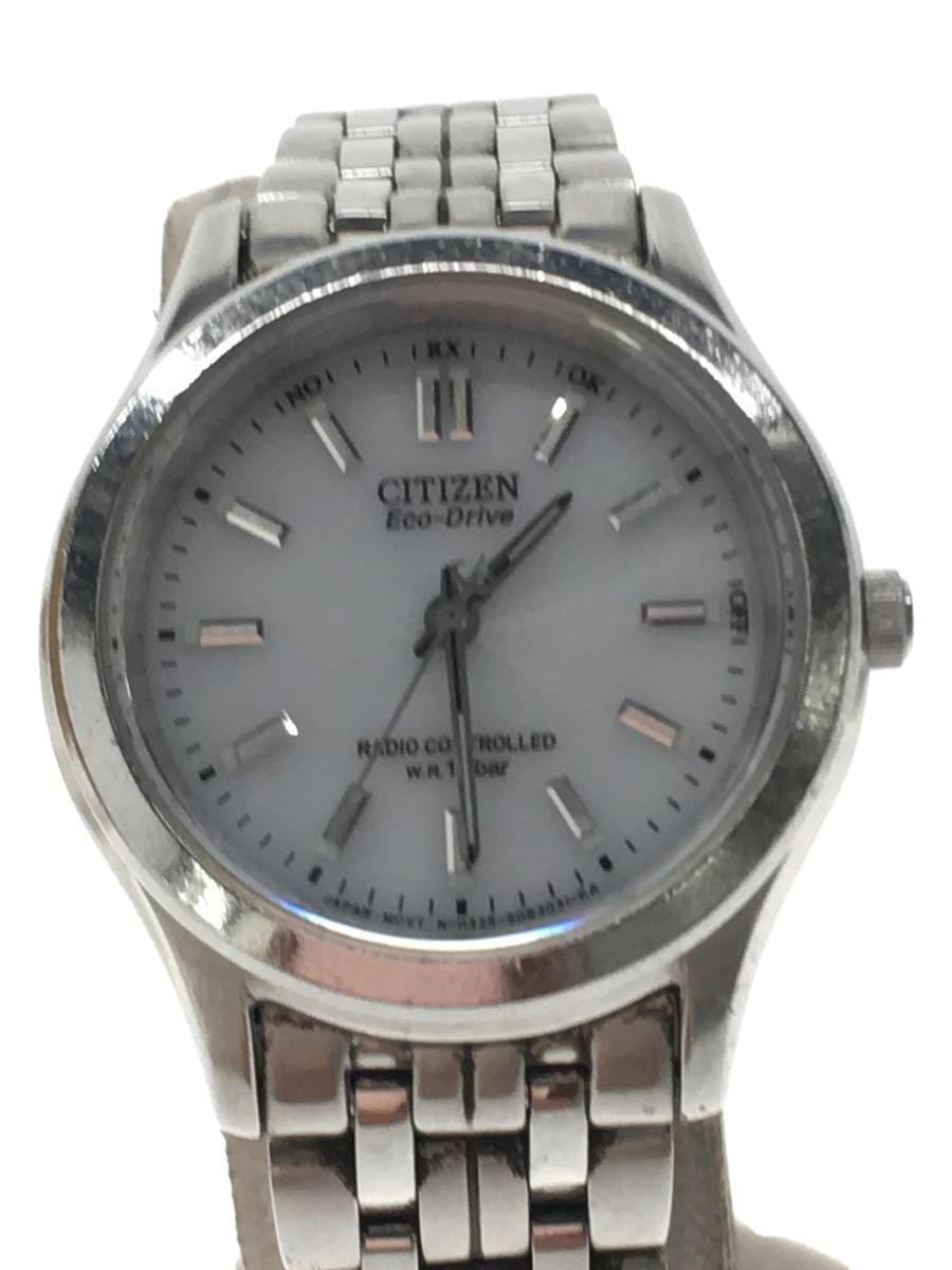 CITIZEN◆ソーラー腕時計/アナログ/ステンレス/WHT/SLV/SS/h335-s053889_画像1