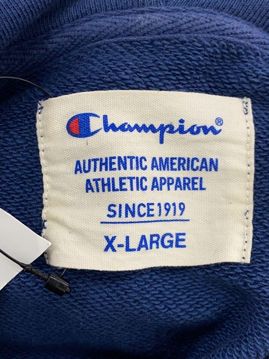 Champion◆パーカー/XL/コットン/BLU/無地_画像3