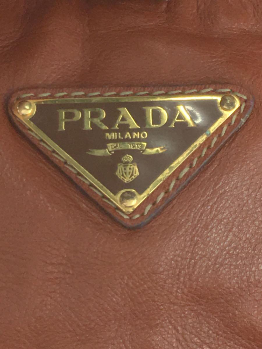 PRADA◆ボストンバッグ/レザー/BRW/無地_画像5