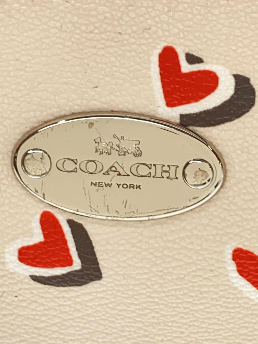 COACH◆ミニ・ベネット・サッチェル_ホワイト/レザー/BEG/総柄/状態考慮_画像5