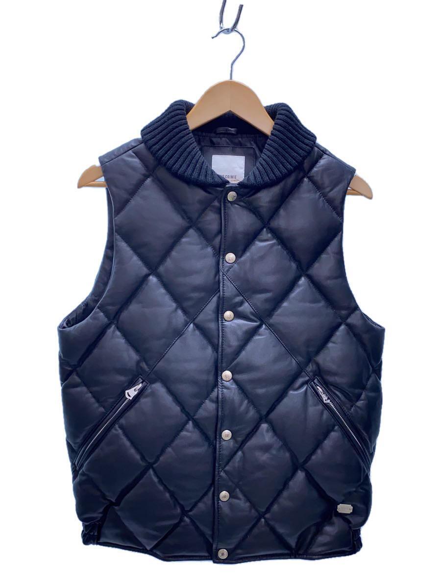 CRIMIE◆DIAMOND QUILT LAMB LEATHER DOWN VEST/M/羊革/BLK/cr1-02c5-jk0