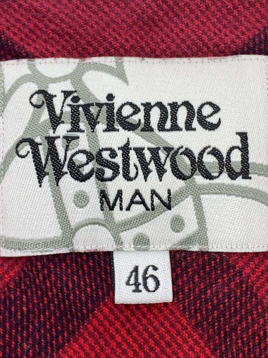 Vivienne Westwood MAN◆ワンポイント/長袖シャツ/46/コットン/RED/VW-WR-82736_画像3