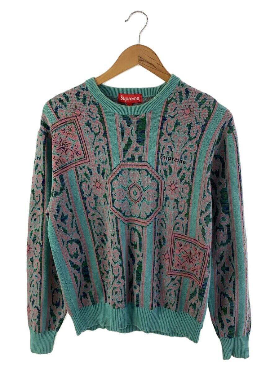 Supreme◆Tapestry Sweater/首回りシミあり/セーター(厚手)/S/コットン/グリーン_画像1