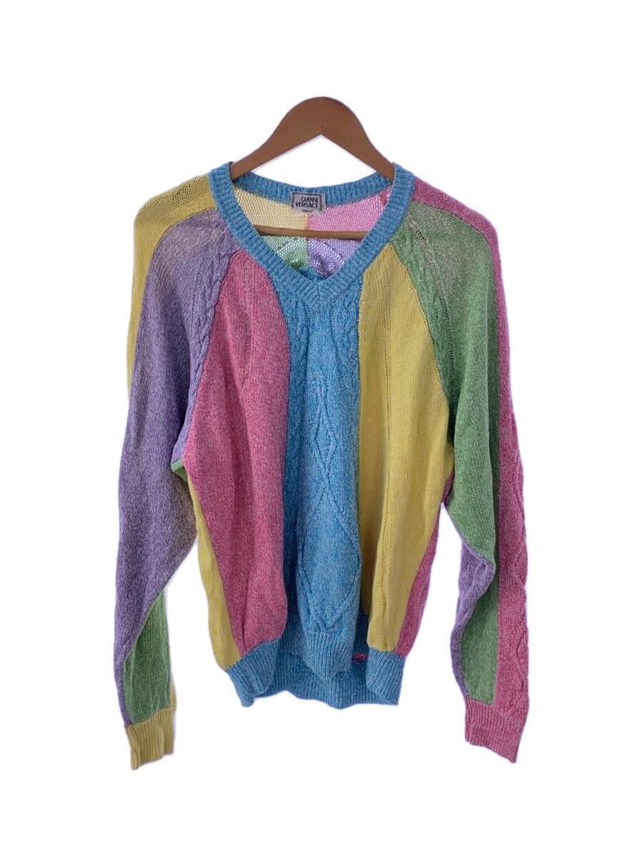 GIANNI VERSACE◆90s/Rainbow Knit/セーター(厚手)/50/リネン/マルチカラー
