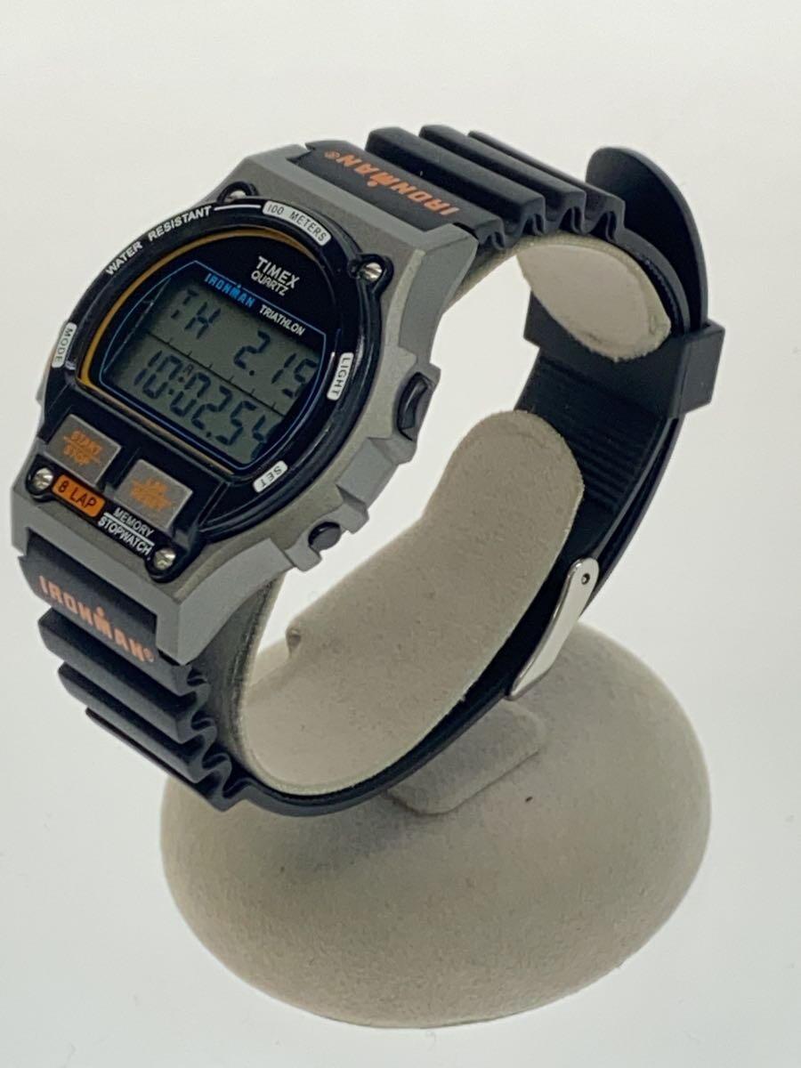 TIMEX◆クォーツ腕時計/デジタル/ブラック/シルバー/TW5M54300/IRONMAN 8 LAP_画像2