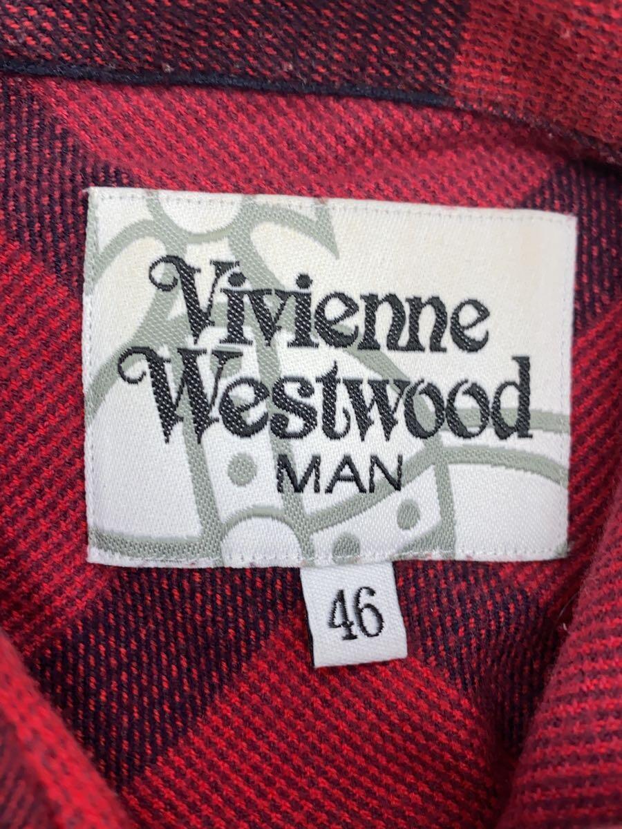 Vivienne Westwood MAN◆ネルシャツ/46/コットン/RED/チェック/VW-WR-82736_画像3