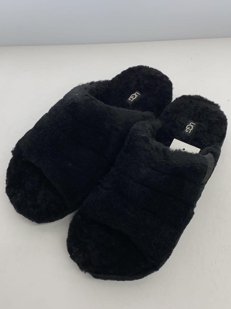 UGG australia◆サンダル/FLUFF YOU_フラッフユー/シープスキン/ムートン/27cm/BLK_画像2