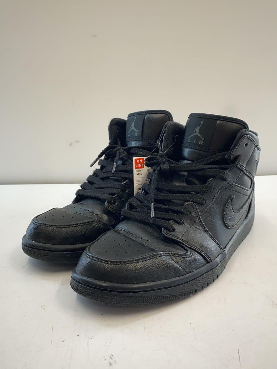 NIKE◆AIR JORDAN 1 MID/エアジョーダンミッド/ブラック/554724-010/27cm/BLK/キャン_画像2