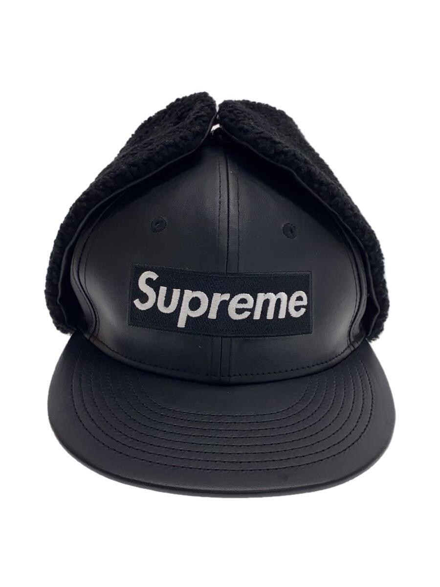 Supreme◆22aw/Leather Earflap Box Logo New Era Ca/7 1/4/レザー/BLK/メンズ_画像1