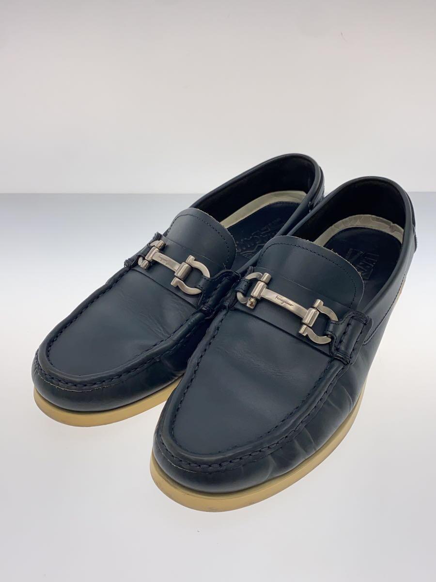 Salvatore Ferragamo◆デッキシューズ/UK10/NVY/レザー_画像2