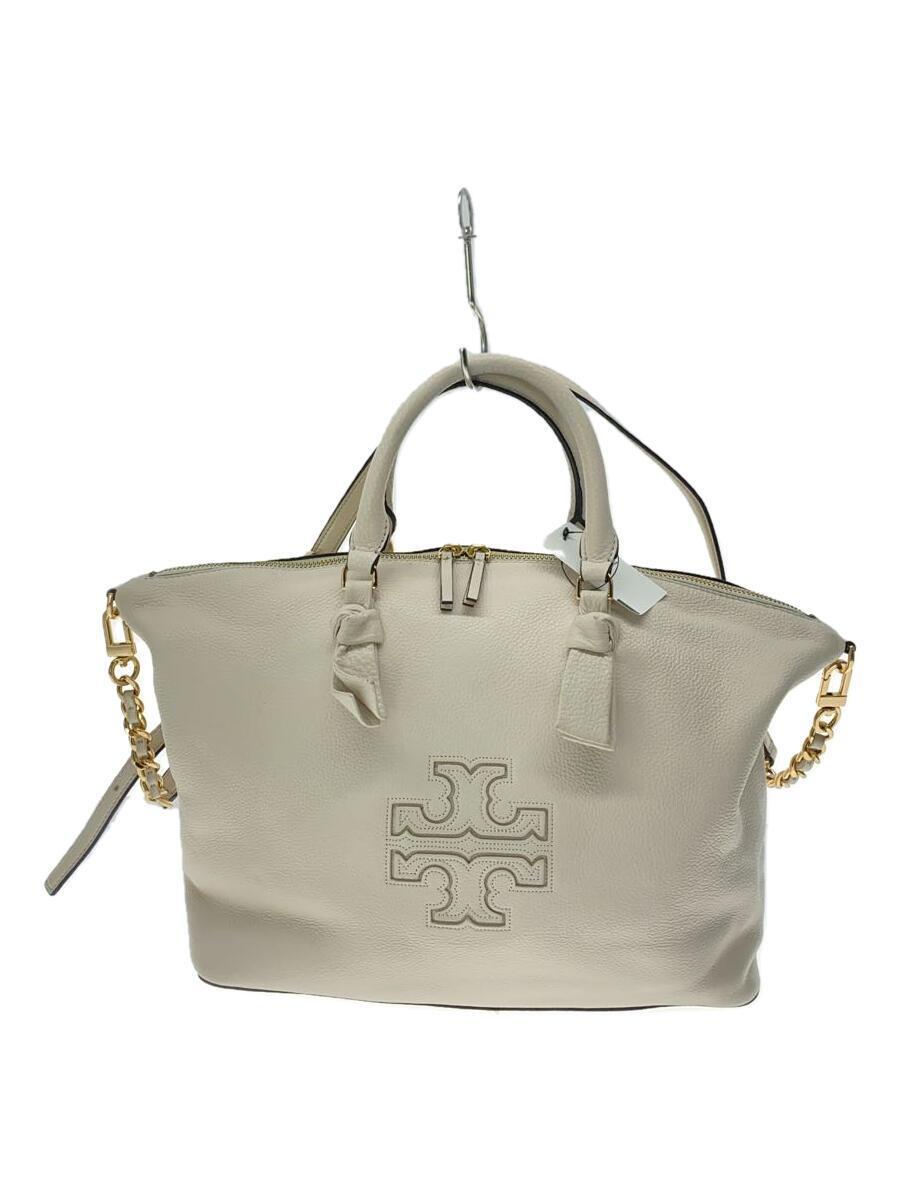 TORY BURCH◆2WAY/ハンドバッグ/レザー/WHT/10005634