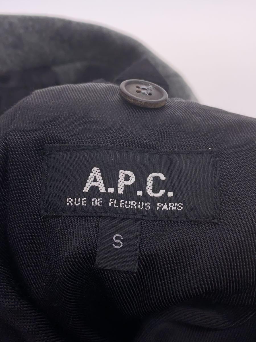 A.P.C.◆チェスターコート/S/ウール/GRY/無地/hiver1998/フランス製_画像3