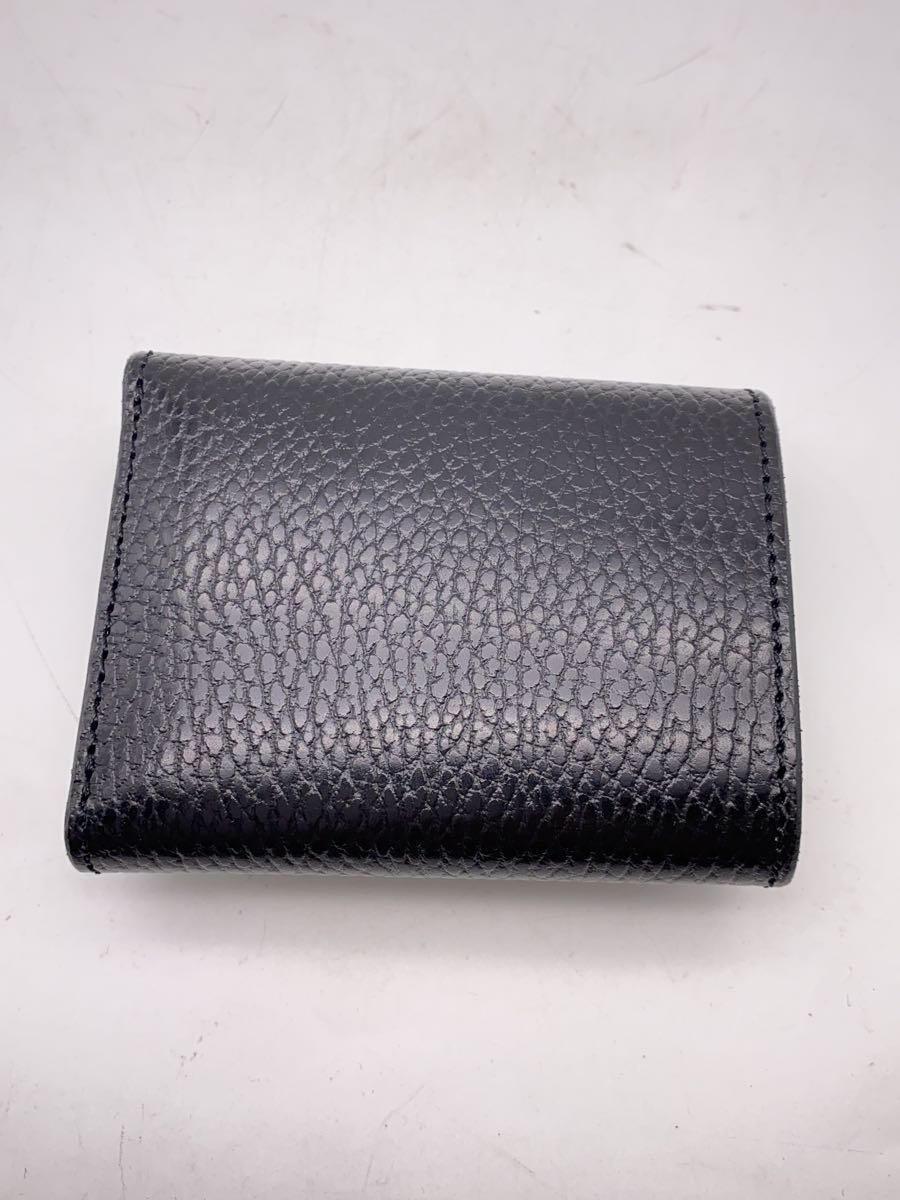 FAT*3. folding purse / cow leather / black /TRIVAULT/ crocodile type pushed ./ Mini maru wallet 