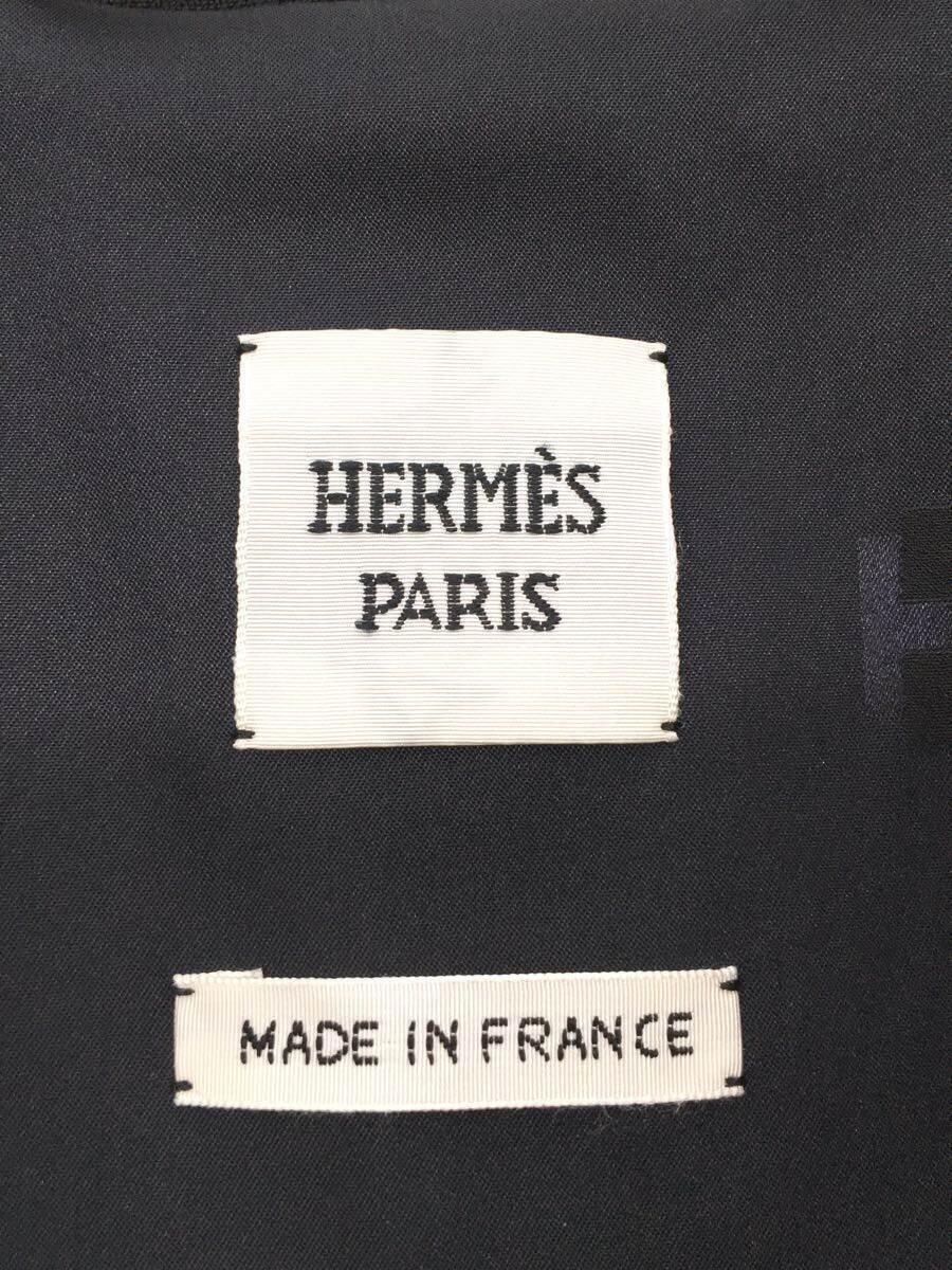 HERMES◆20SS/シェーヌダンクル/ノーカラージャケット/ブルゾン/ジップアップ/38/ウール/BLK_画像3