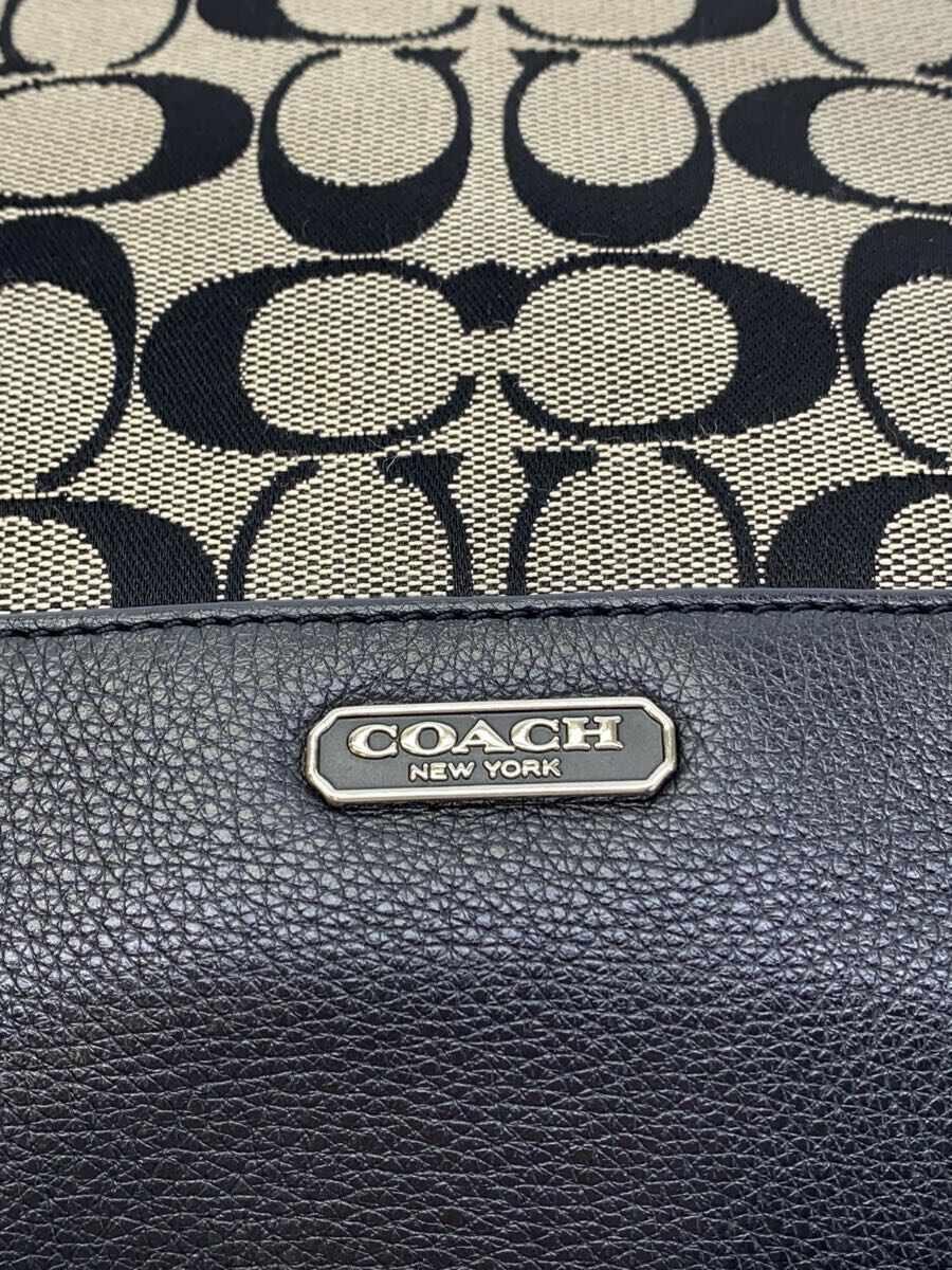 COACH◆トートバッグ/キャンバス/BLK/総柄_画像5