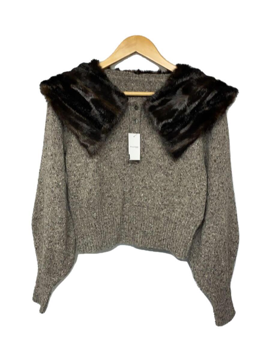 CITYSHOP◆23AW/FAKE FUR COLLAR PULLOVER/ウール/BRW/23-080-042-7080-3-0_画像1