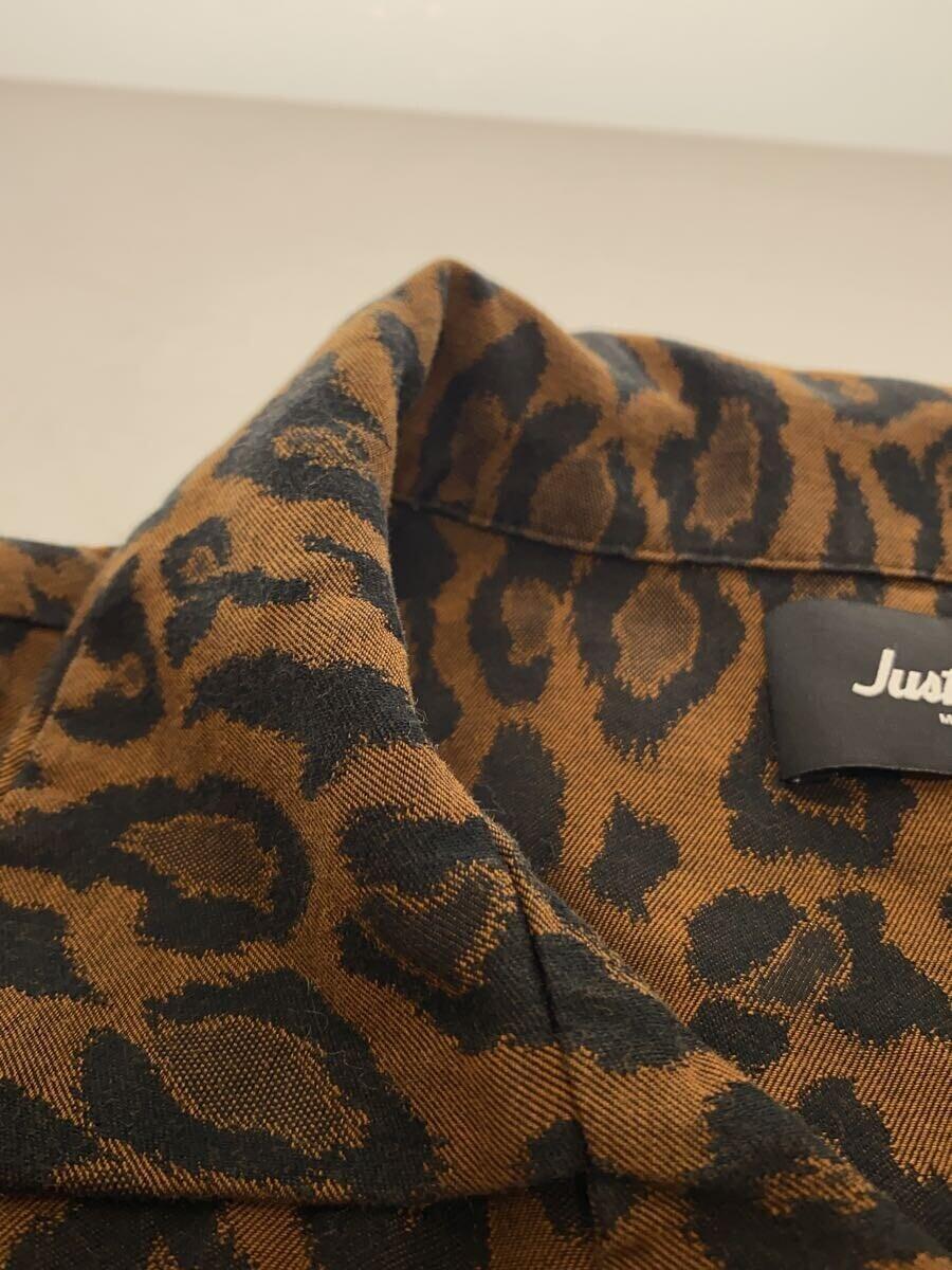 JUST DON◆Leopard Print Bowling Shirt/半袖シャツ/L/コットン/BRW/レオパード_画像6