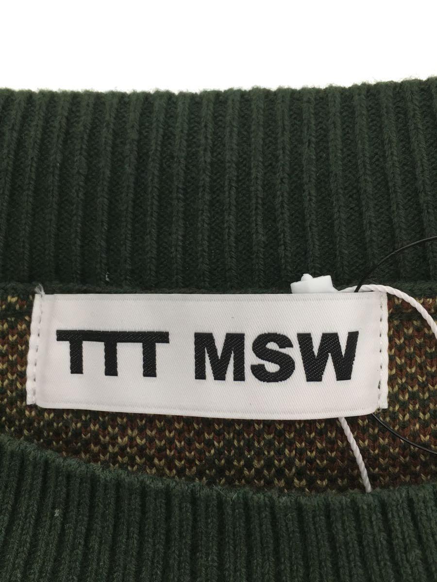 TTT_MSW◆23SS/Flower Camo Knニットベスト(薄手)/L/コットン/カーキ/総柄/TTT-2023SS-_画像3