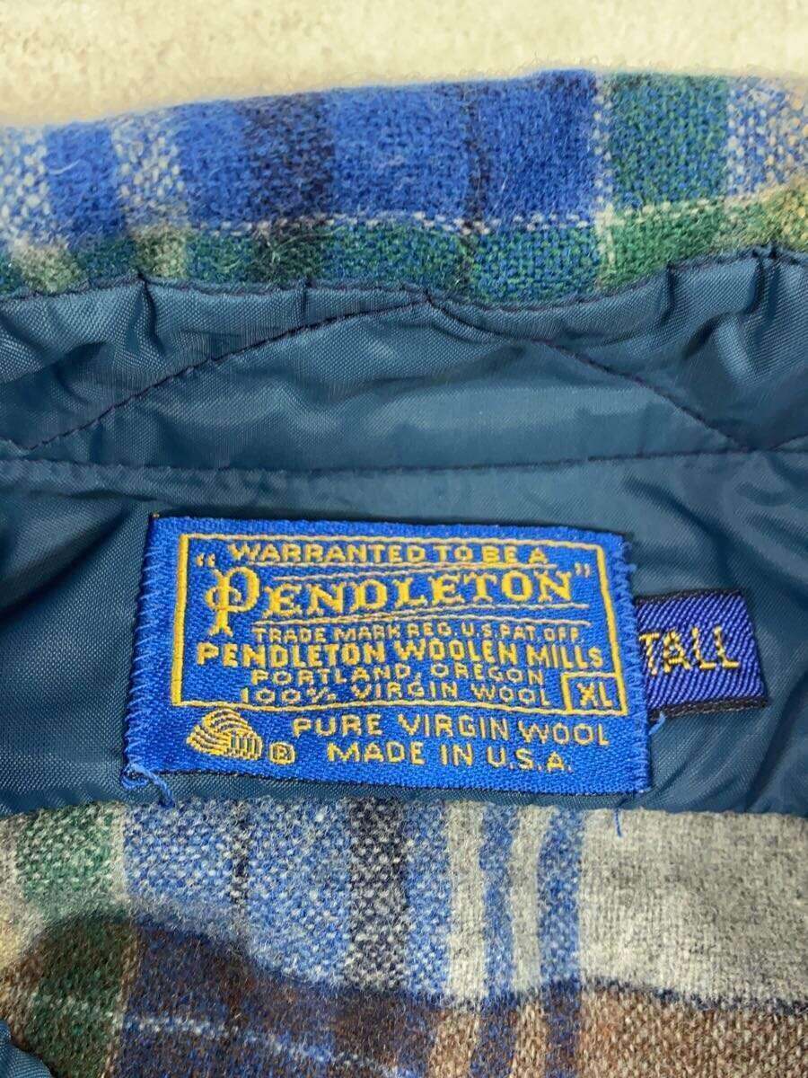 PENDLETON◆ネルシャツ/XL/ウール/チェック/穴、破れ有/USA製_画像3