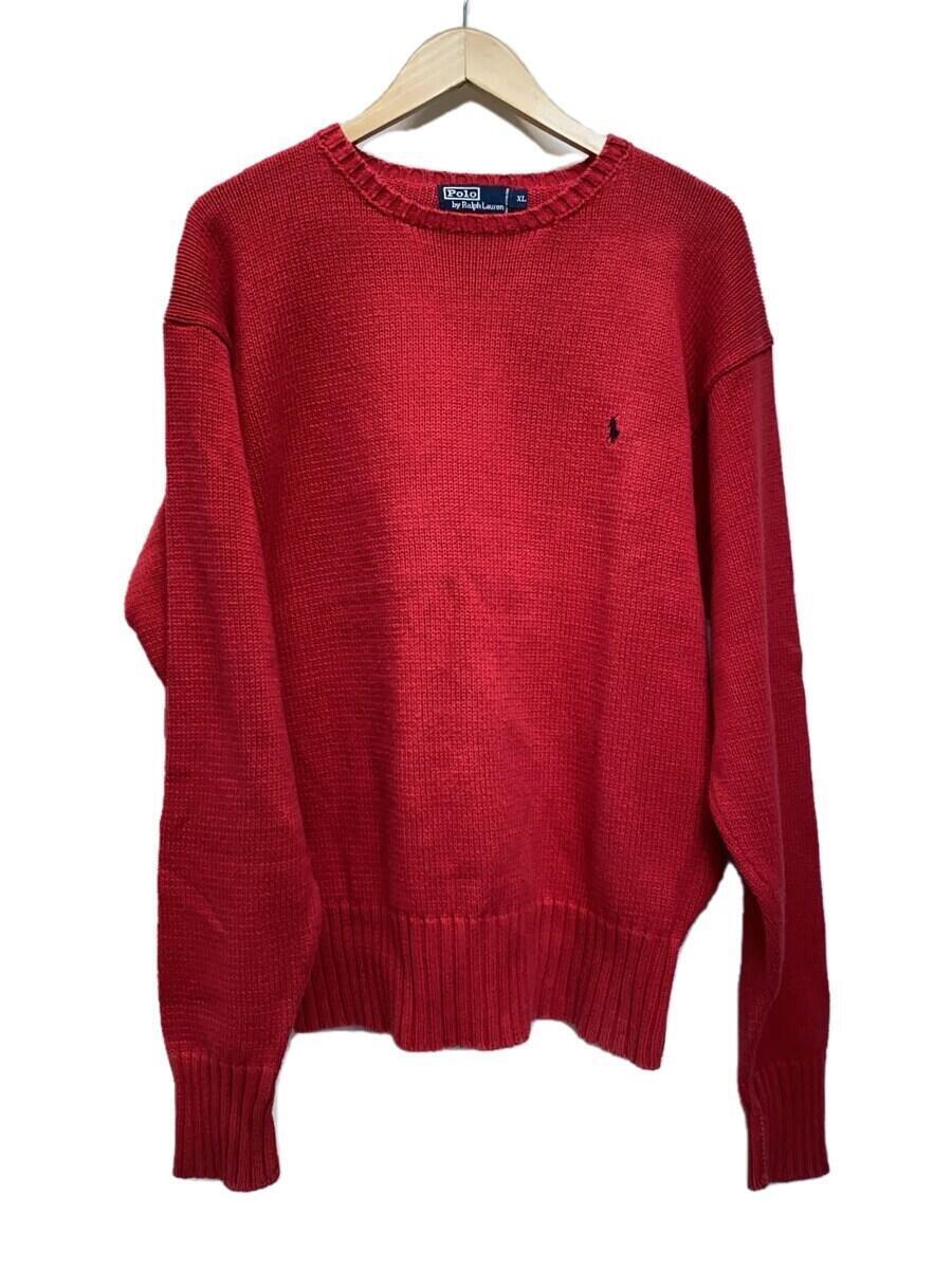 POLO RALPH LAUREN◆セーター(厚手)/XL/コットン/RED_画像1