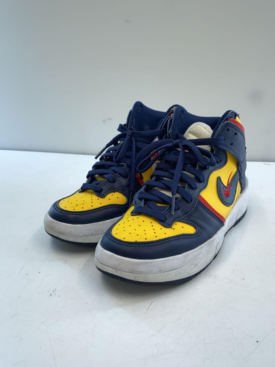 NIKE◆DUNK HIGH UP_ダンク ハイ アップ/24.5cm/イエロー/ネイビー_画像2