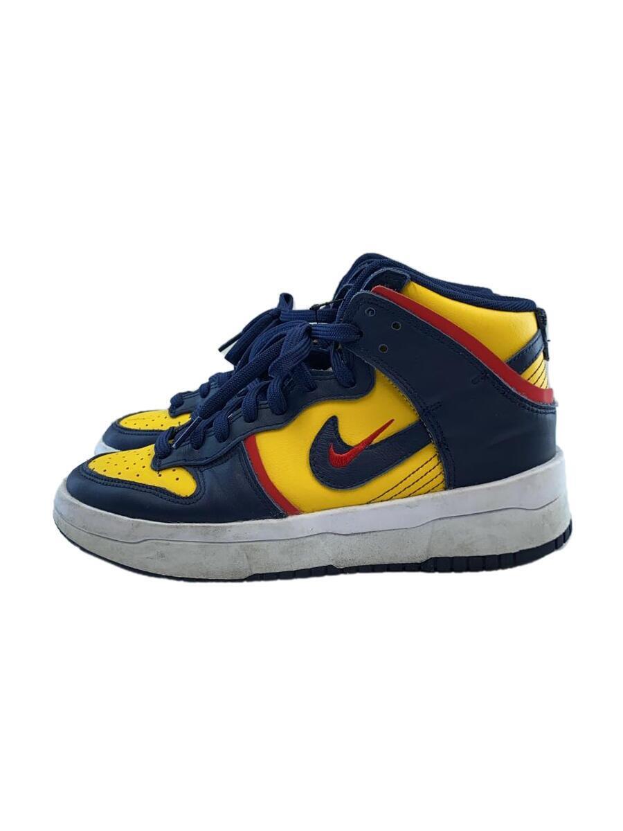 NIKE◆DUNK HIGH UP_ダンク ハイ アップ/24.5cm/イエロー/ネイビー_画像1