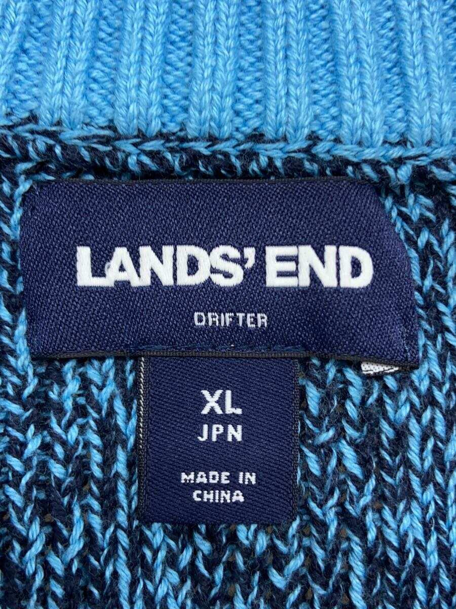 LANDS END◆セーター(厚手)/XL/コットン/BLU/無地_画像3