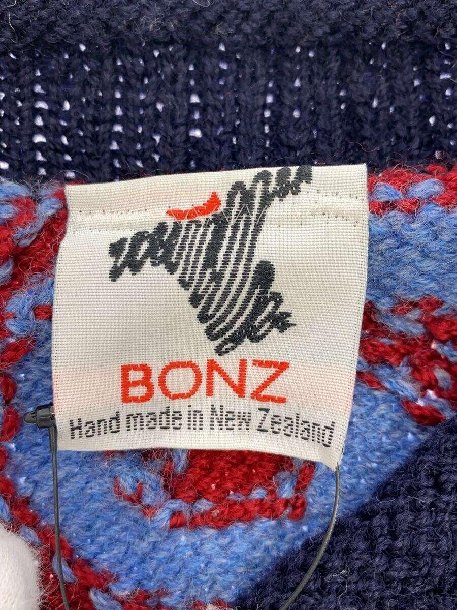 BONZ/ニュージーランド製/ハンドメイドニットセーター/ウール/ネイビー/動物_画像3