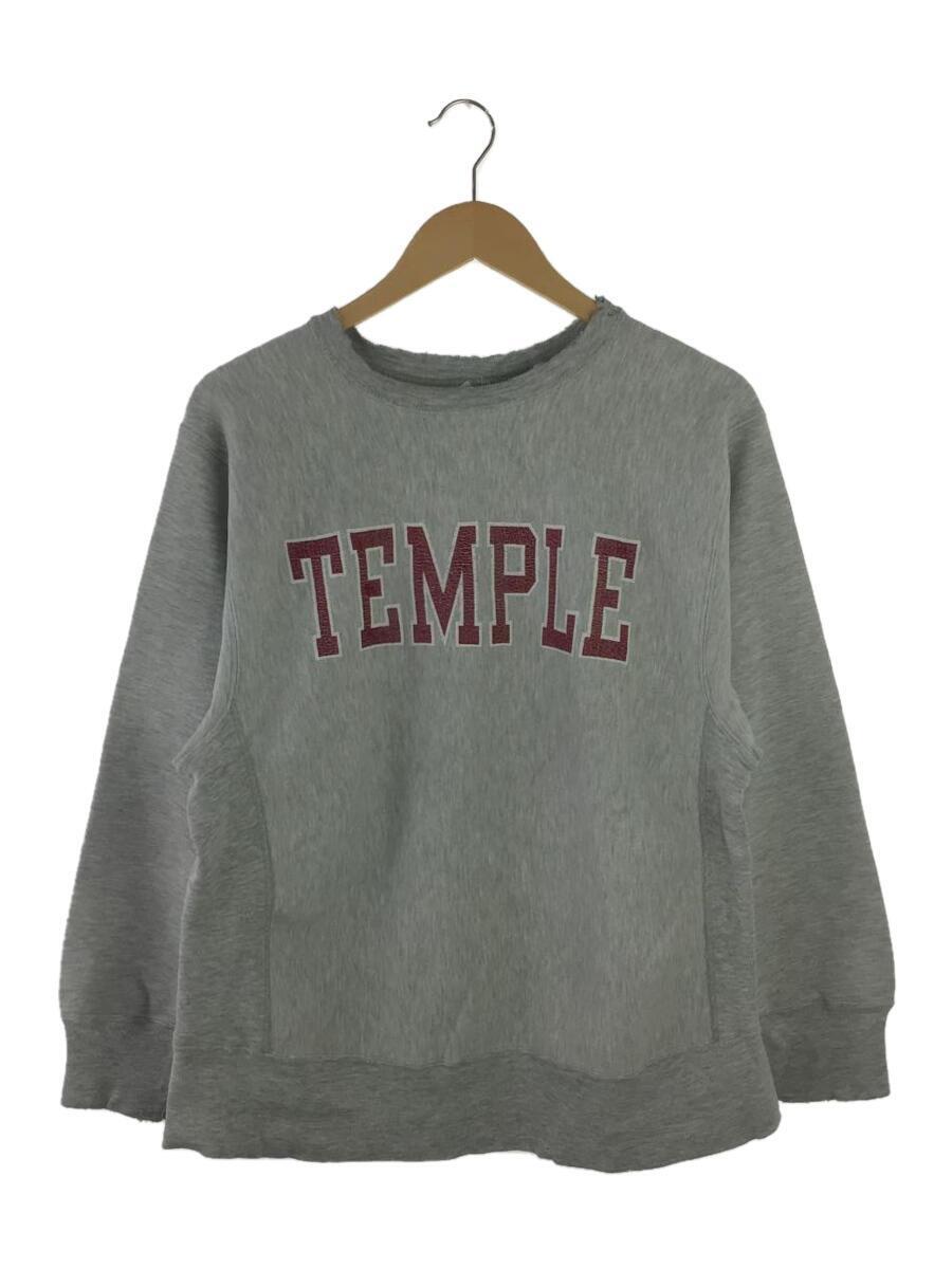 Champion◆80s/TEMPLE/REVERSE WEAVE/スウェット/L/コットン/グレー