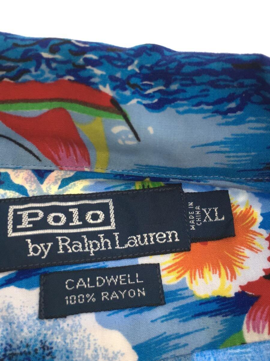 POLO RALPH LAUREN◆アロハシャツ/XL/レーヨン/ブルー/総柄/90s/CALDWELL_画像3