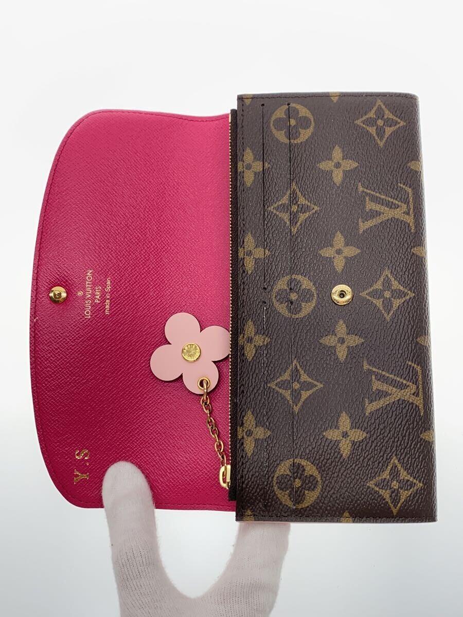 LOUIS VUITTON◆ポルト・フォイユ・エミリー_モノグラム・キャンバス_フラワーチャーム_BRW_ホットピンク/PVC/BRW/総_画像4