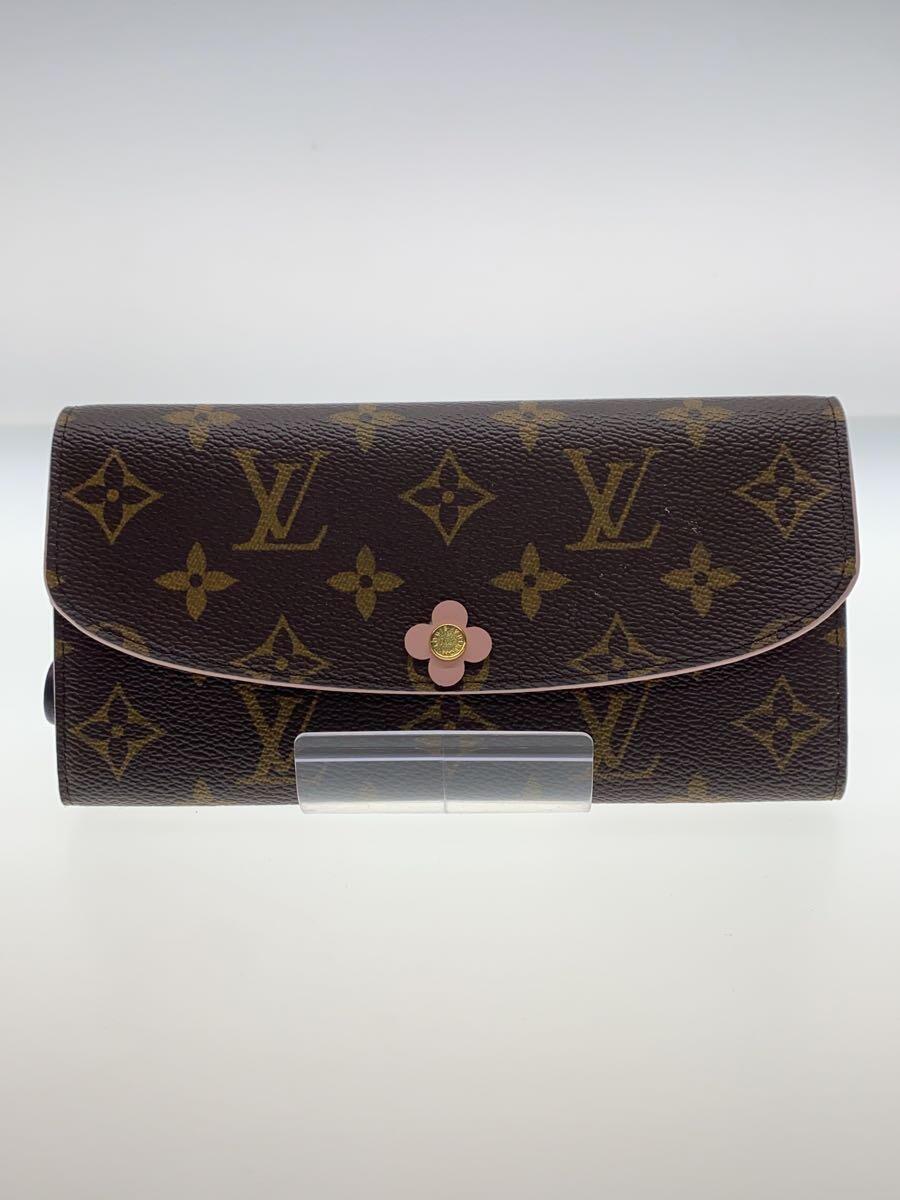 LOUIS VUITTON◆ポルト・フォイユ・エミリー_モノグラム・キャンバス_フラワーチャーム_BRW_ホットピンク/PVC/BRW/総_画像1