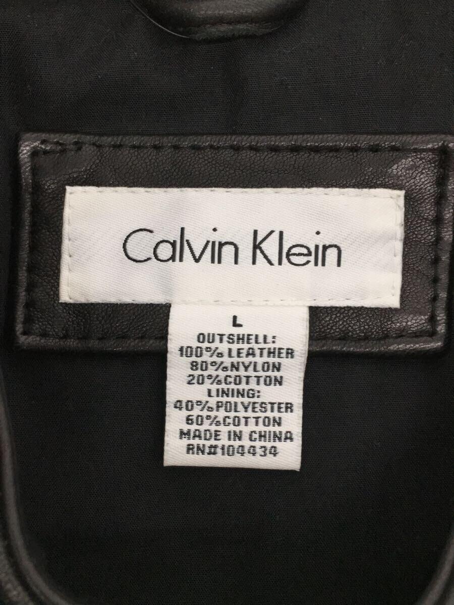 Calvin Klein◆ジャケット/L/レザー/BLK_画像3