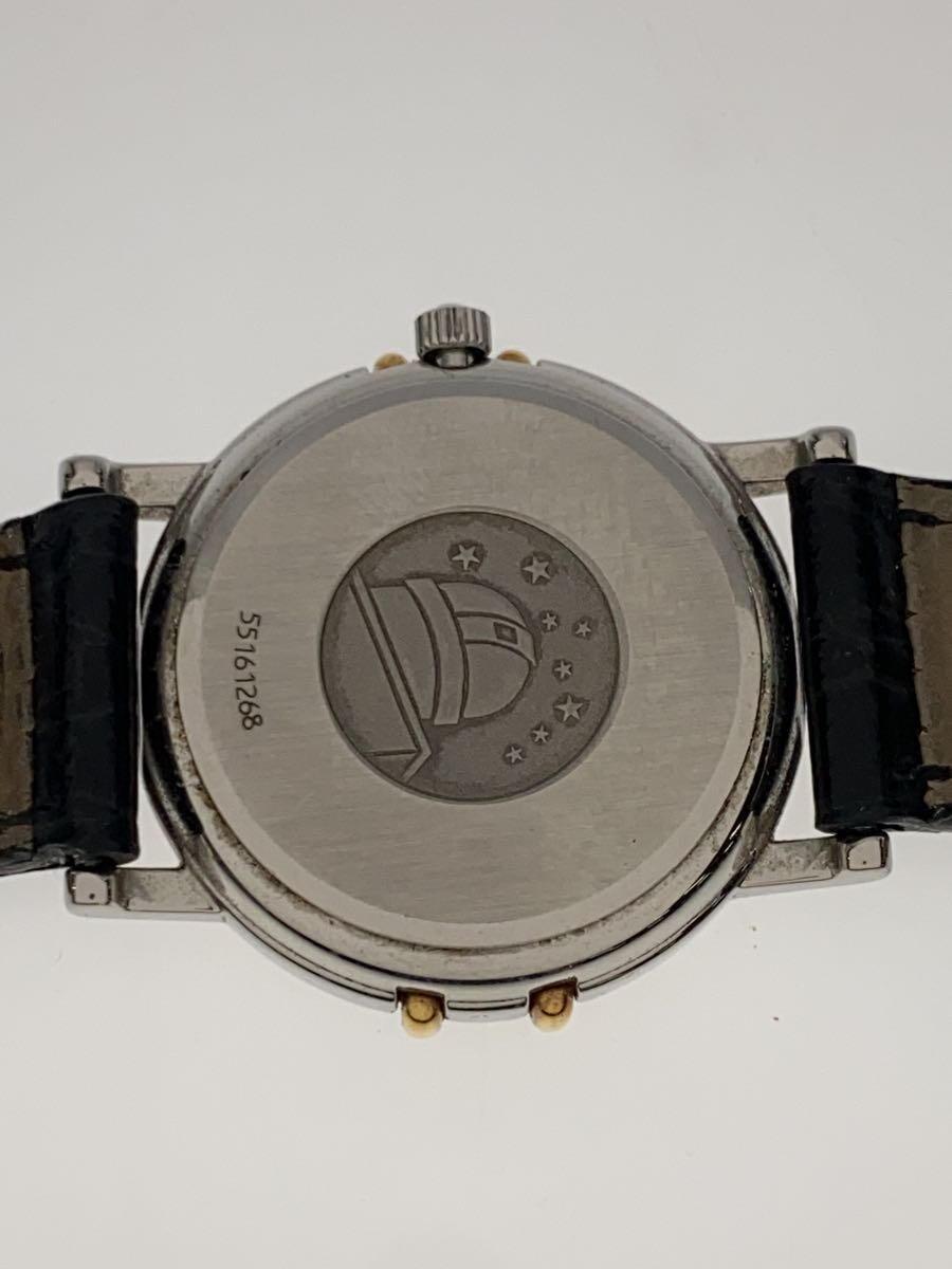OMEGA◆クォーツ腕時計/ベルト劣化/レザー/GLD/BLK/SS/595.1082_画像3