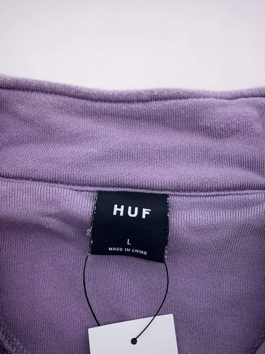 HUF◆スウェット/ハーフジップ/L/コットン/パープル_画像6