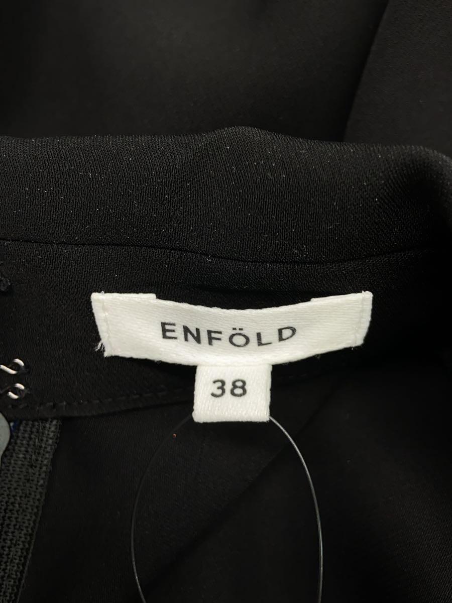 ENFOLD*23SS/7 minute sleeve blouse /COLLARED FLARE/38/ polyester /BLK/300GA230-2200