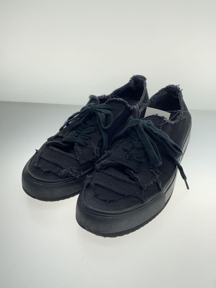 YOHJI YAMAMOTO◆ローカットスニーカー/-/BLK/キャンバス/カットオフ加工の画像2